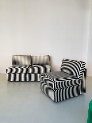 1970s Milo Baughman for Thayer Coggin Striped Lounge Chair- Each