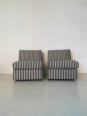 1970s Milo Baughman for Thayer Coggin Striped Lounge Chair- Each