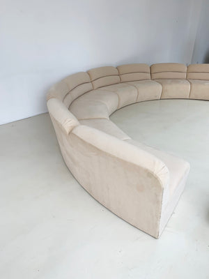 Vintage Ultra Suede Curved Sofa Section