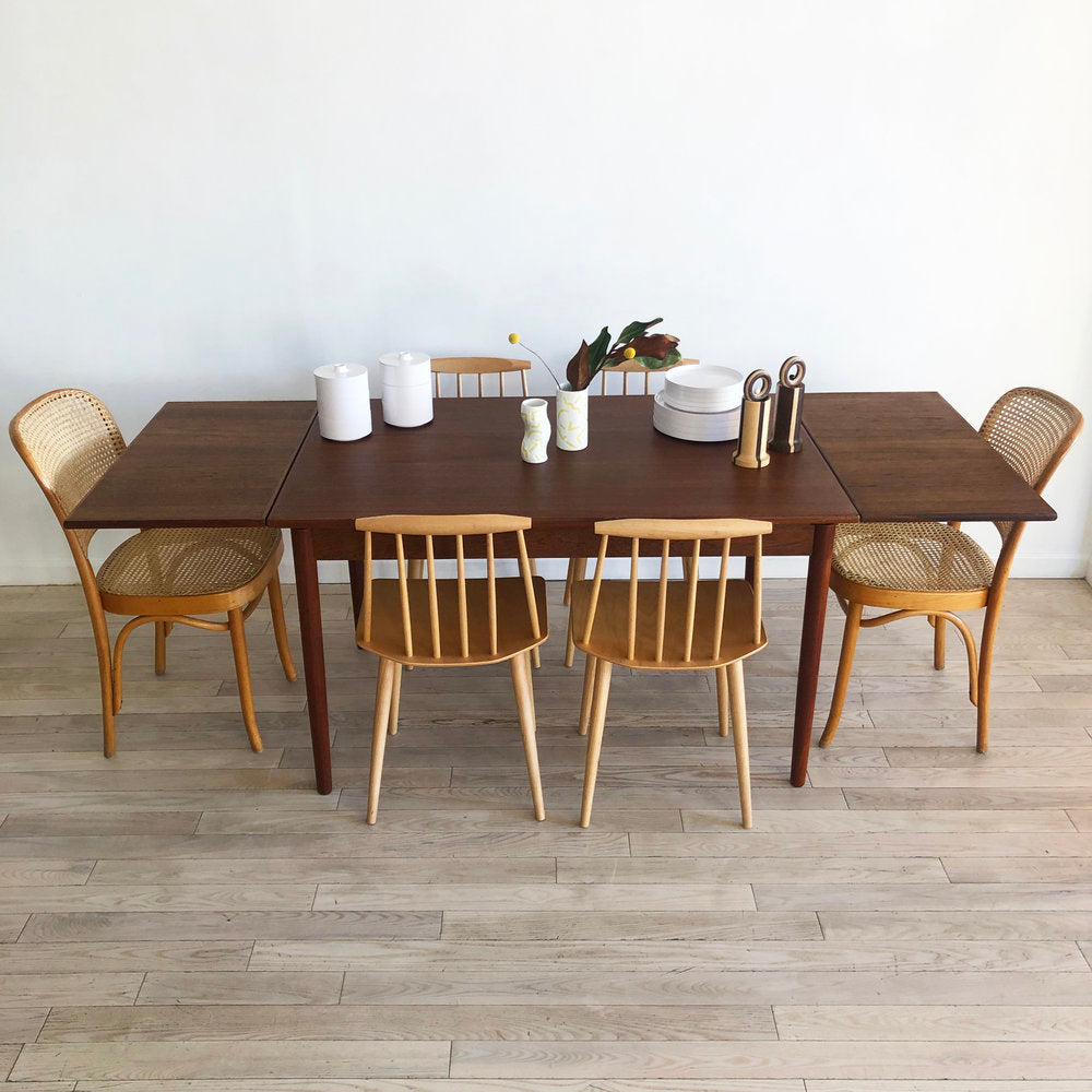 Mid Century Teak Expandable Dining Table From Denmark