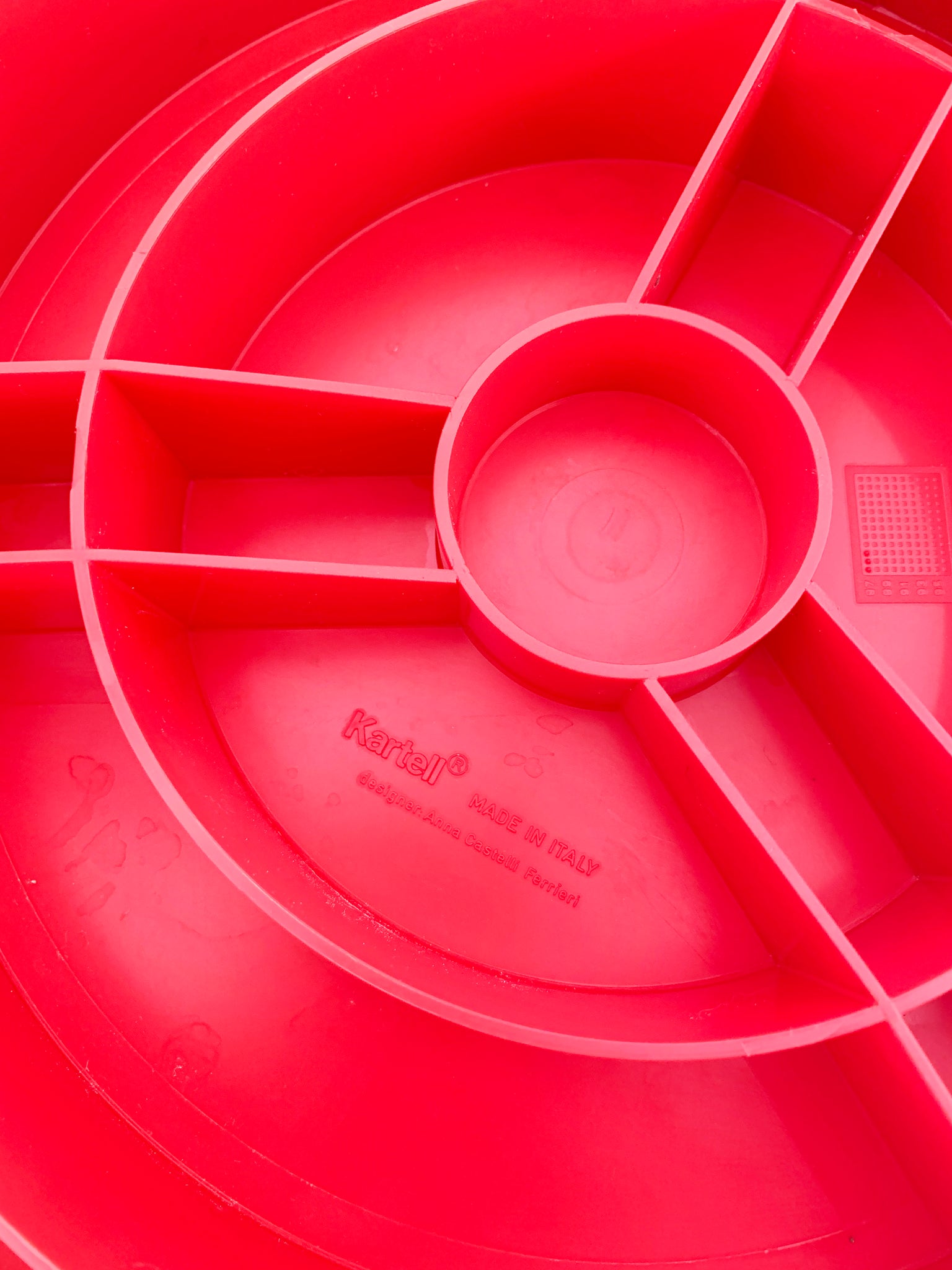 1987 Red Plastic Tavello Stool by Anna Castelli Ferrieri for Kartell