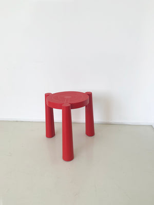 1987 Red Plastic Tavello Stool by Anna Castelli Ferrieri for Kartell
