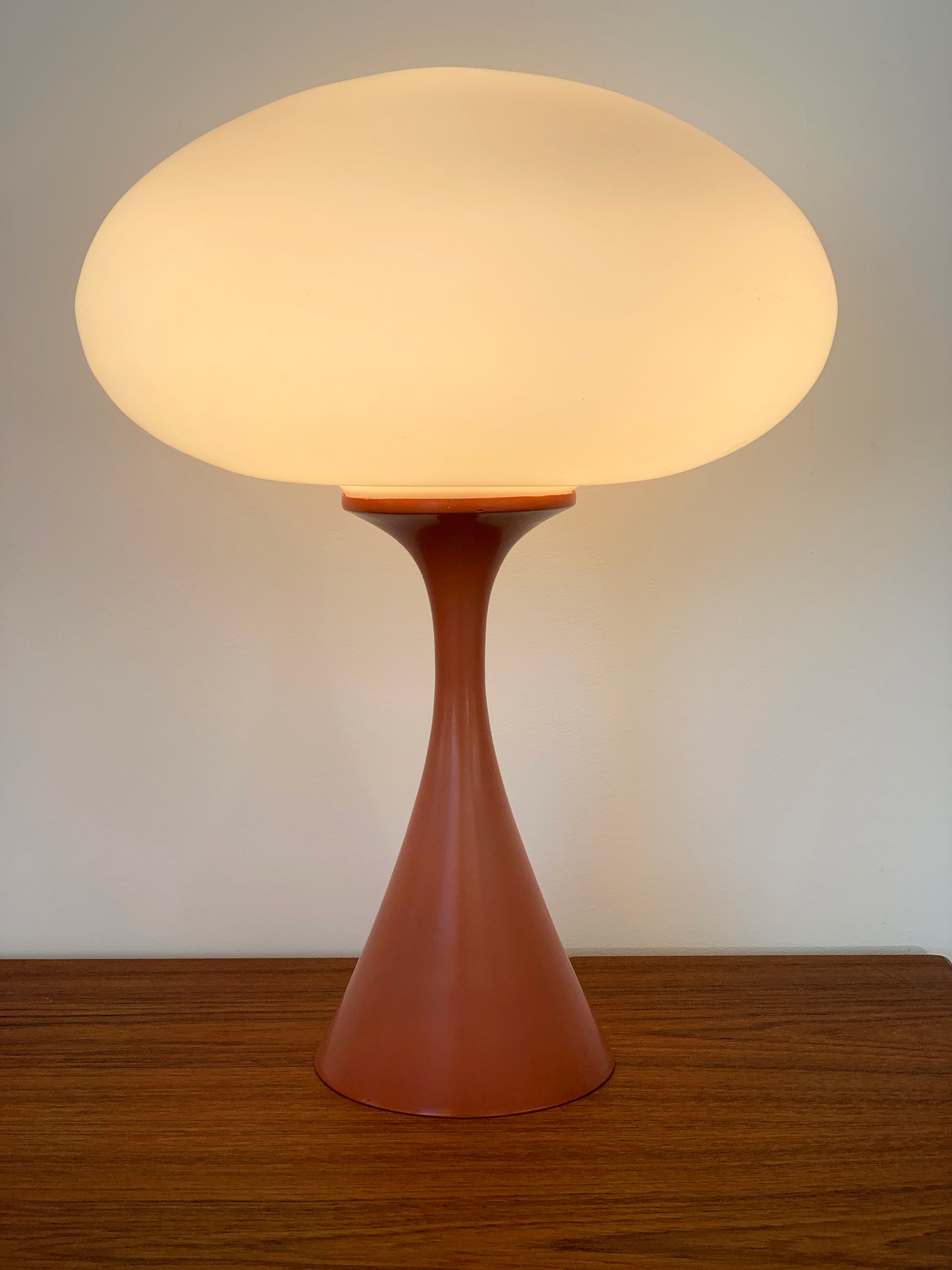 1960s Pale Orange Laurel Lamp with Frosted Glass Shade