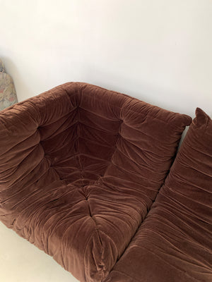 1970s Chocolate Brown Togo Seating