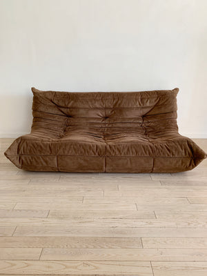 Set of vintage 3 and 2 seater sofa with seat Togo leather by Michel Ducaroy  for Ligne Roset
