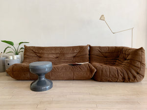 Vintage Brown Togo Sofa Set by Michel Ducaroy for Ligne Roset - 2 Pieces