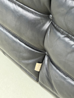 Vintage Black Leather Togo 3-Seat Sofa for Linge Roset, France