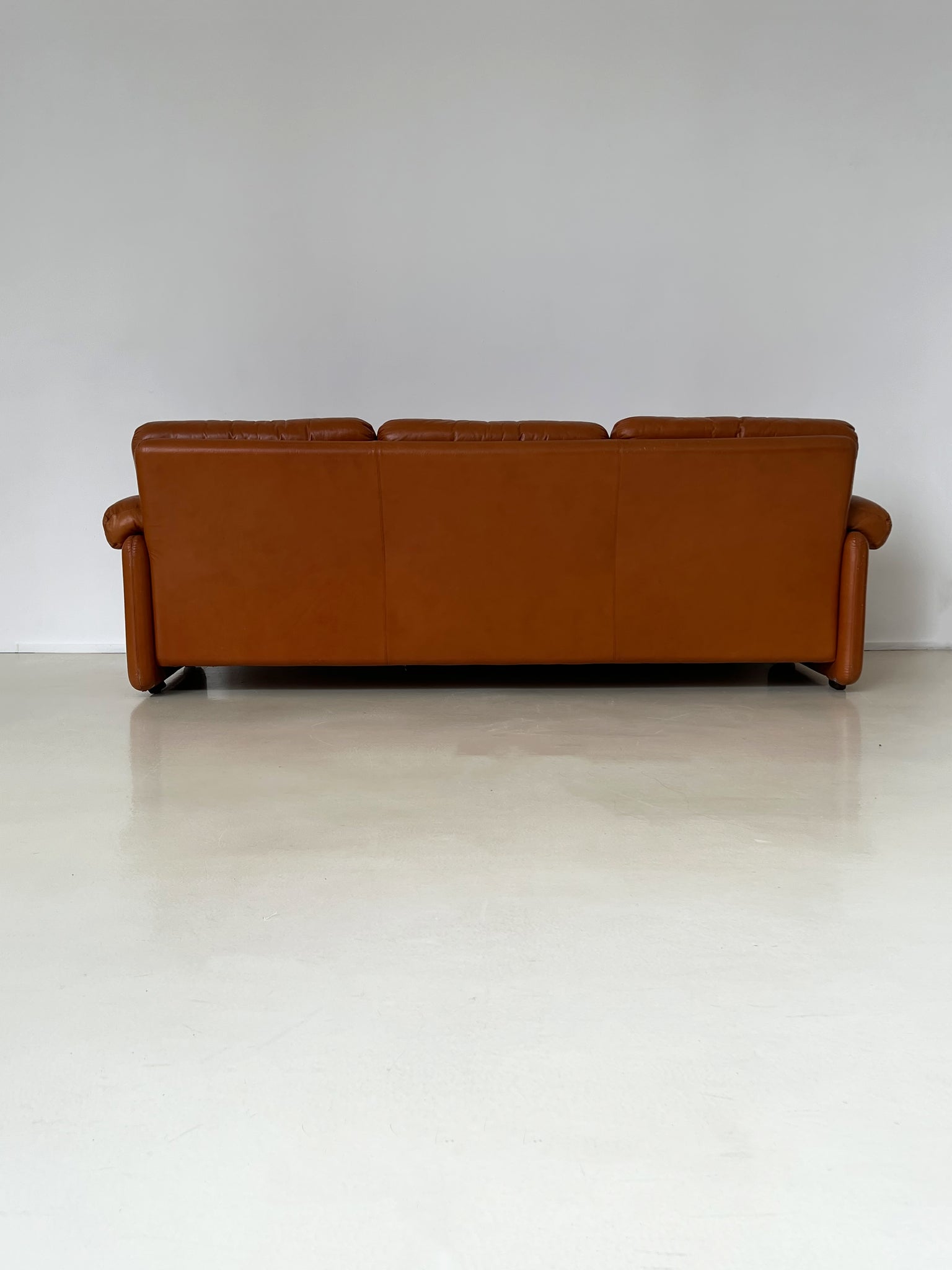 1960s Cognac Leather Coronado Sofa by Tobia for B&B Italia