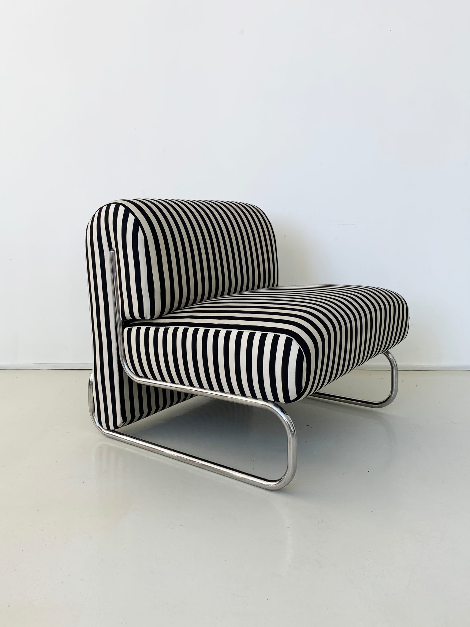 1970s Striped Edward Axel Roffman Tubular Chrome Chair