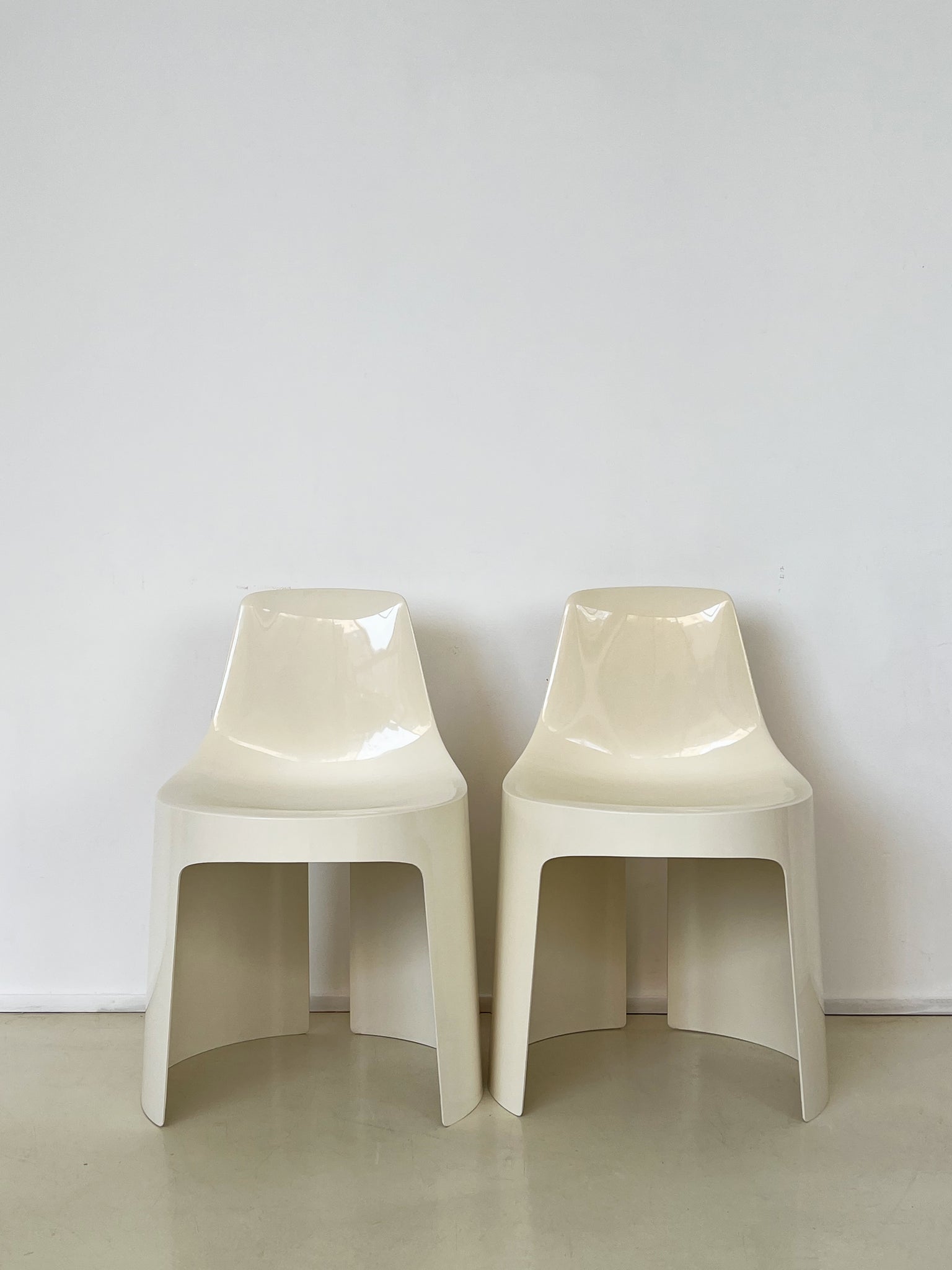 1970s Cream Umbo Stacking Chairs