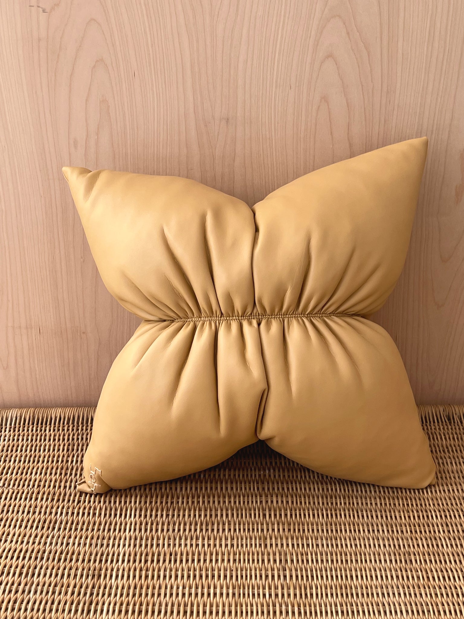 Vegan Butter Leather Ruched Pillow