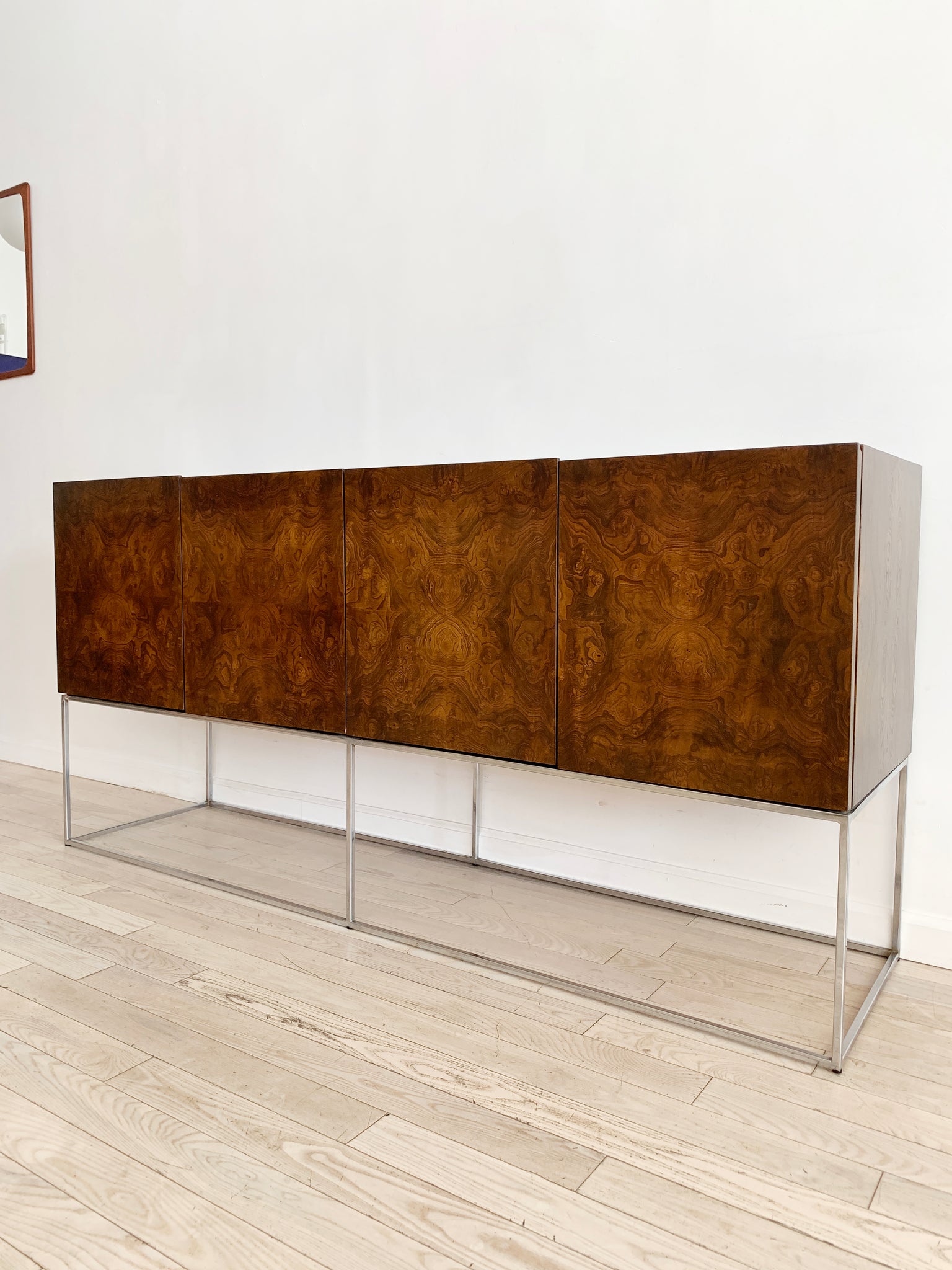 1970s Milo Baughman for Thayer Coggin Walnut Burl Credenza