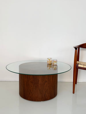 Walnut Drum Coffee Table by Paul Mayen