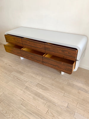 1970s Waterfall Rosewood Drawer Credenza