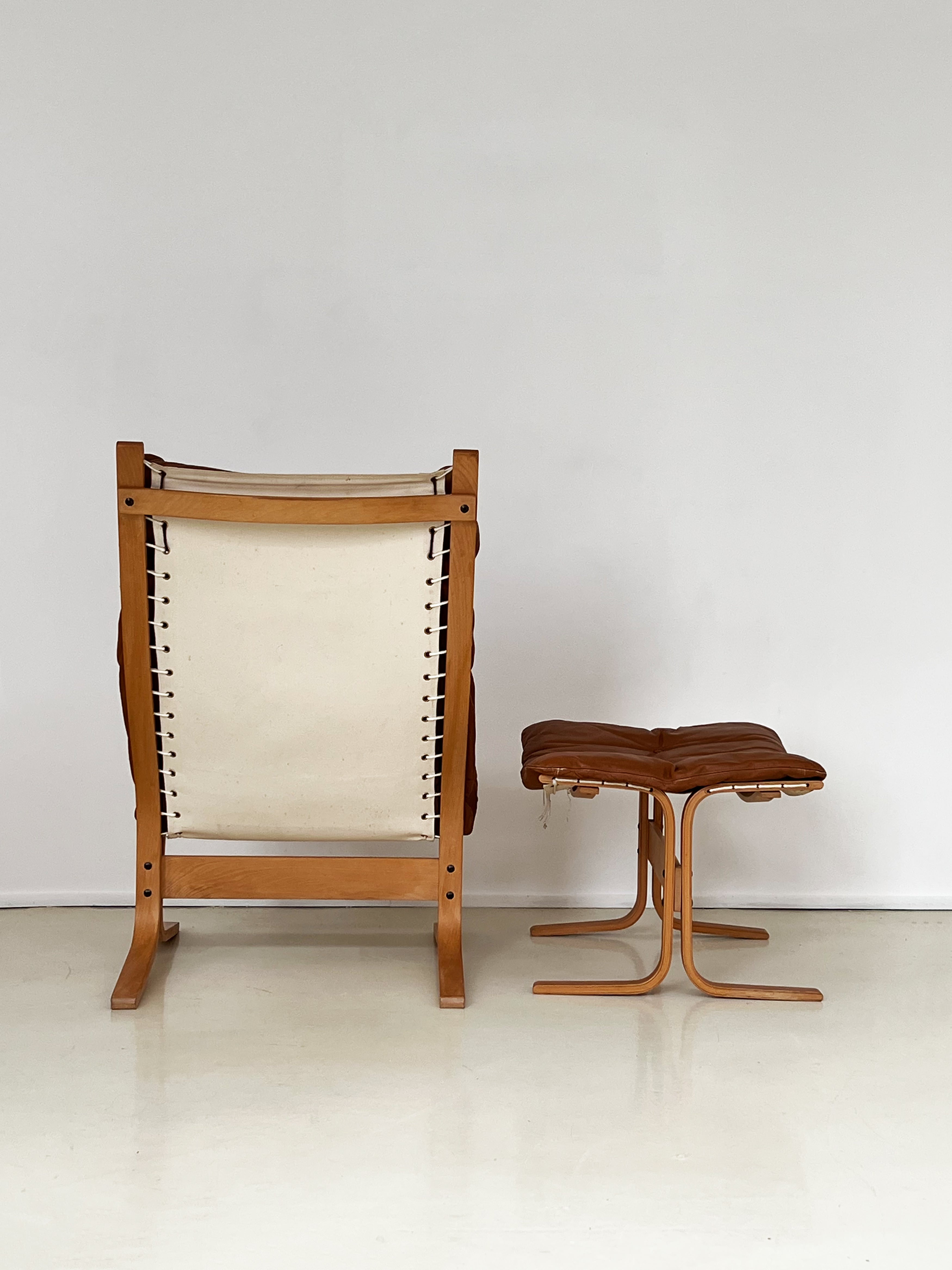 Vintage Ingmar Relling Siesta Leather Lounge Chair + Ottoman, Norway ...