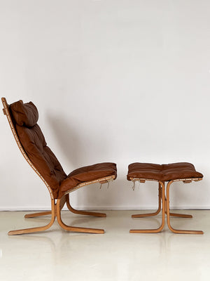 Vintage Ingmar Relling Siesta Leather Lounge Chair + Ottoman, Norway