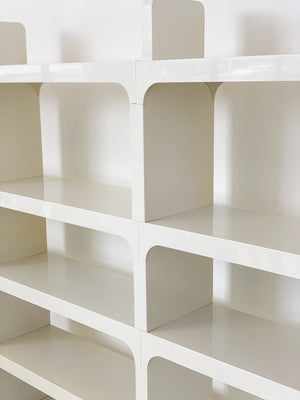 1970s White ABS Plastic Bookcase by Olaf Von Bohr for Kartell- 3 Bays