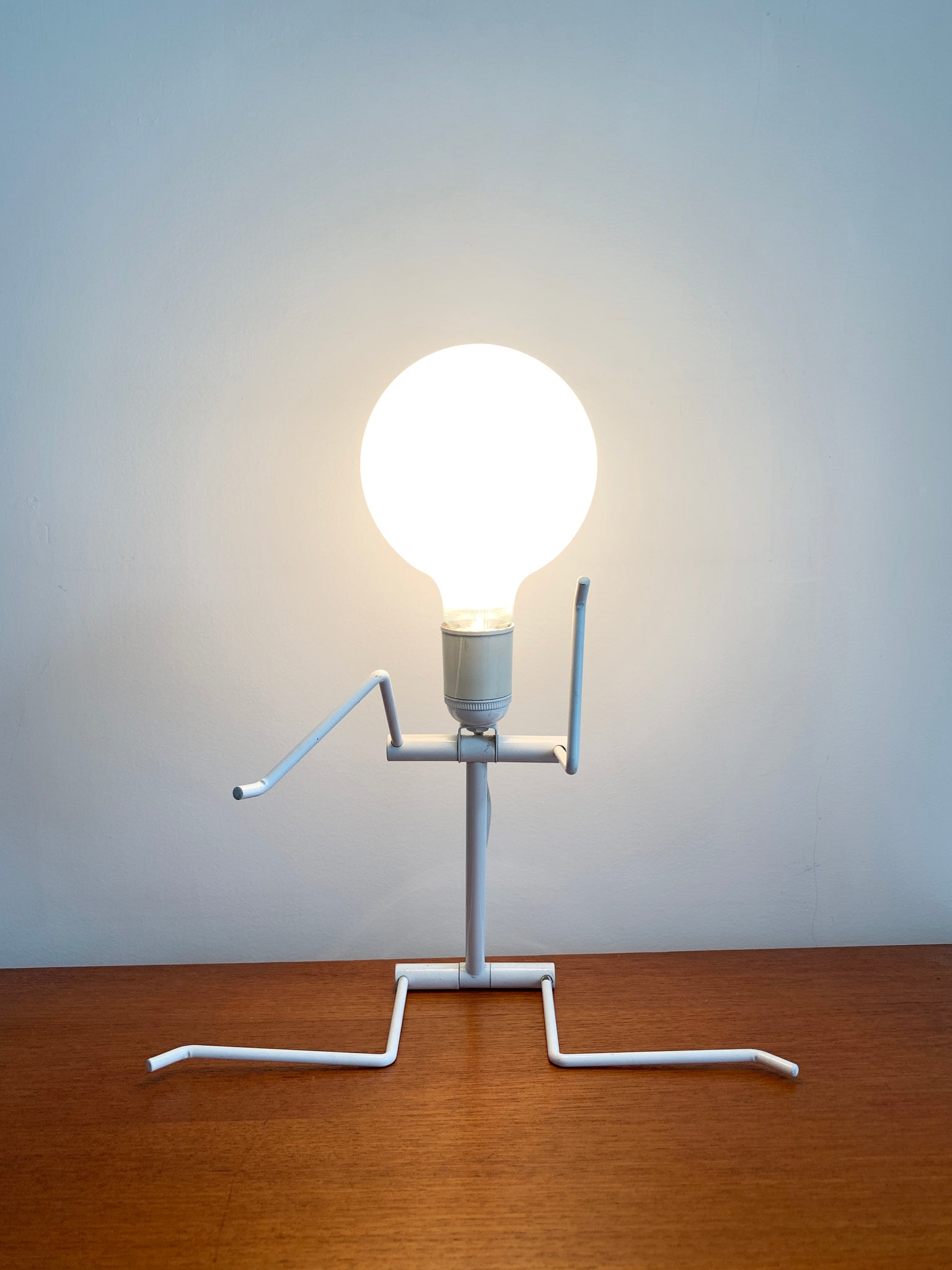 Vintage White Metal Bendy Person Lamp