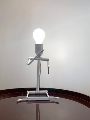 Vintage White Metal Bendy Person Lamp