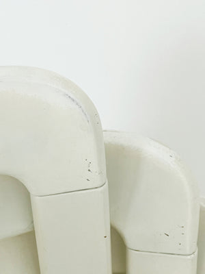 Set of Four Vintage White Bruno Rey Stacking Chairs