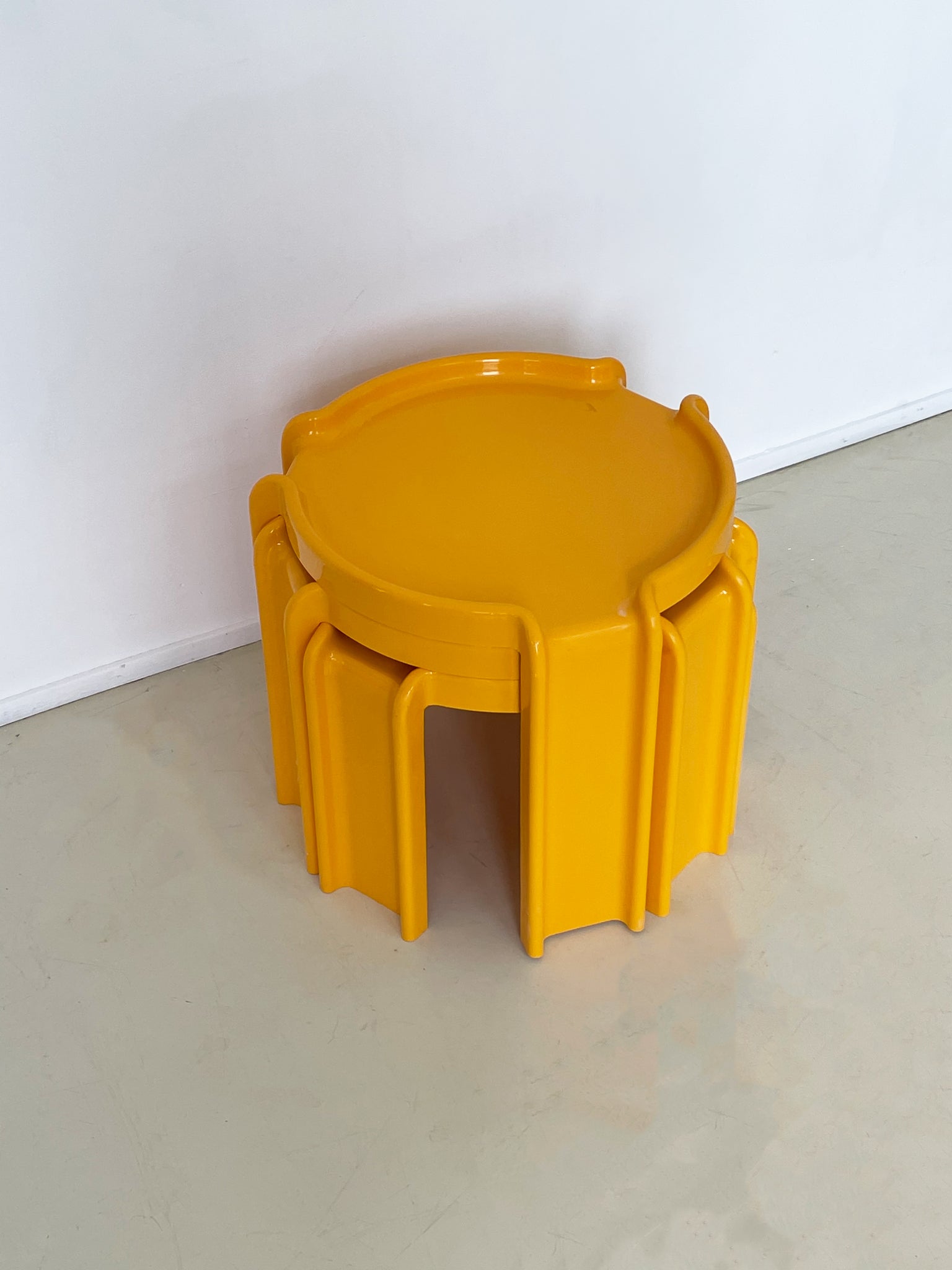 1970s Yellow Kartell Stacking Tables by Giotto Stoppino