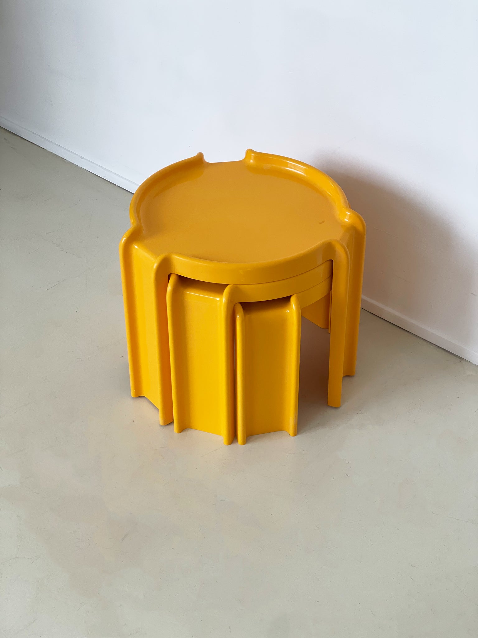 1970s Yellow Kartell Stacking Tables by Giotto Stoppino