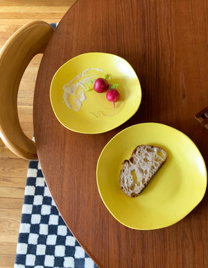 Hand-built Yellow Glazed Ceramic Dinner Plate