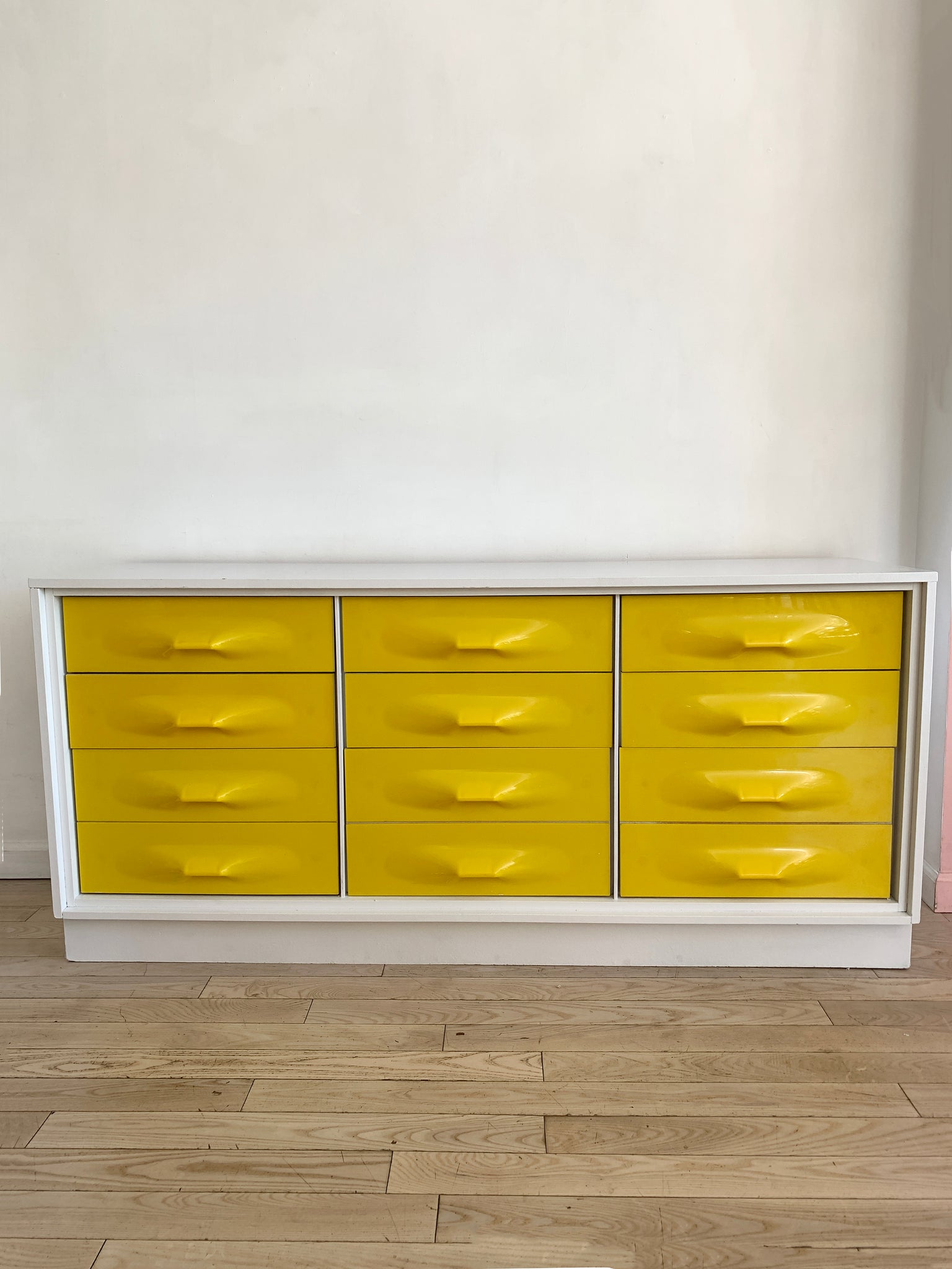 1970s Yellow Plastic Front Credenza by Giovanni Maur for Treco