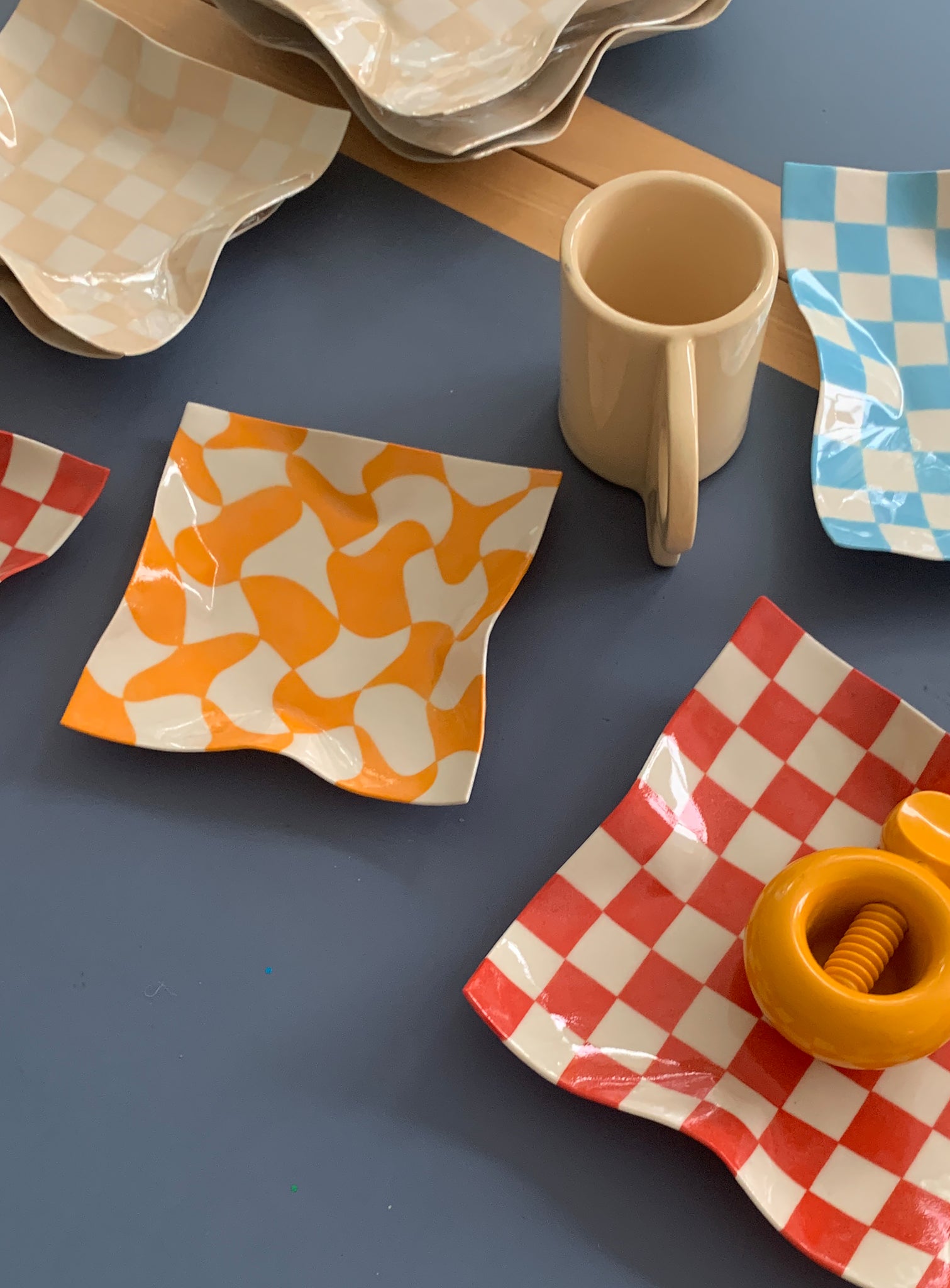Handmade Ceramic Handkerchief Check Dish – Home Union NYC